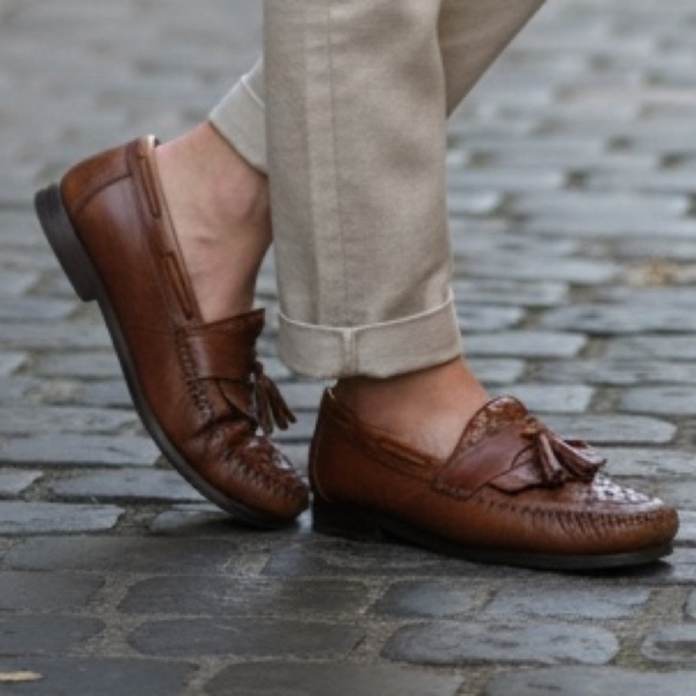 George Men's Brown Tassel Loafers 80’s-Preppy